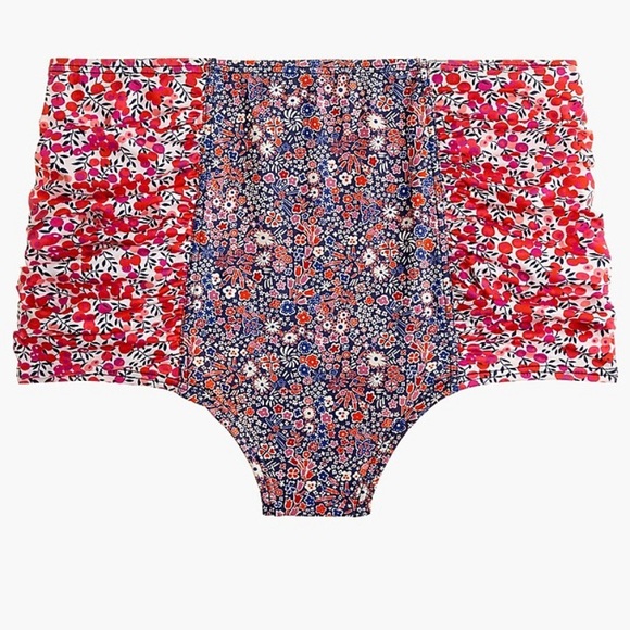 J Crew Ruffle bandeau bikini top and bottom set in Liberty® multi floral Size M - Picture 3 of 10